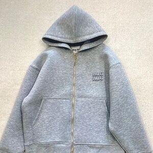 Miu Miu Heather Gray Zip-Up Hoodie